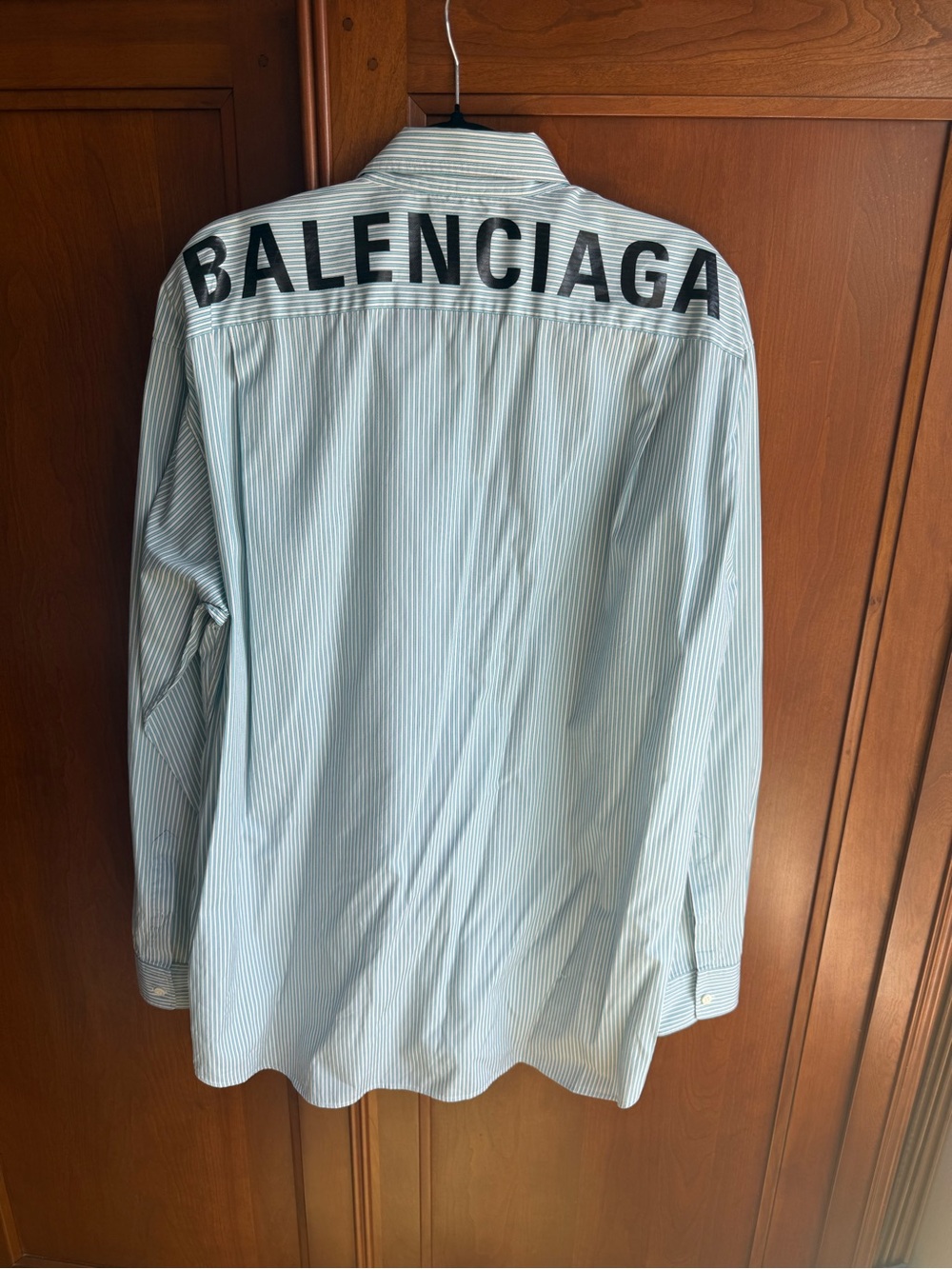 Balenciaga Logo Back Striped Button-Down Shirt – Size 40